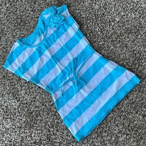 Justice Shirt Tunic blue white striped bow shoulder tie girls 16